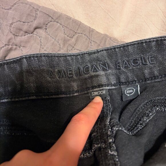 American Eagle - Black Stretch Denim Wide-Leg Jeans, 000 Regular - Picture 3 of 3